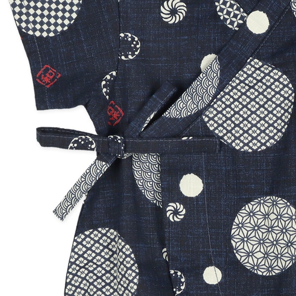 日本製生地 和柄水玉甚平コンビドレス