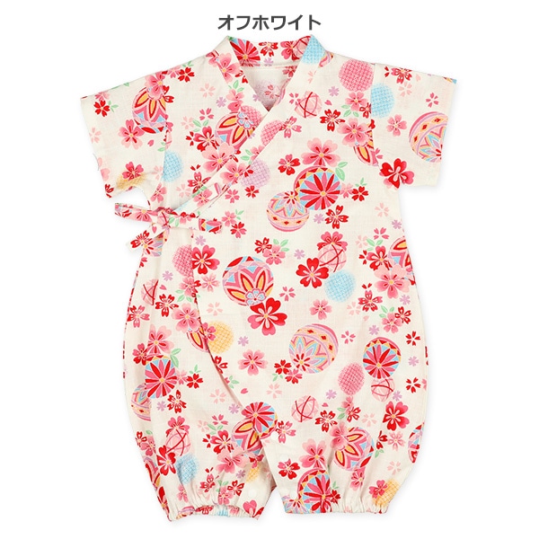 日本製生地 手毬柄甚平コンビドレス