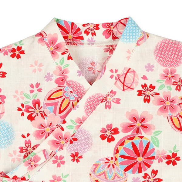 日本製生地 手毬柄甚平コンビドレス