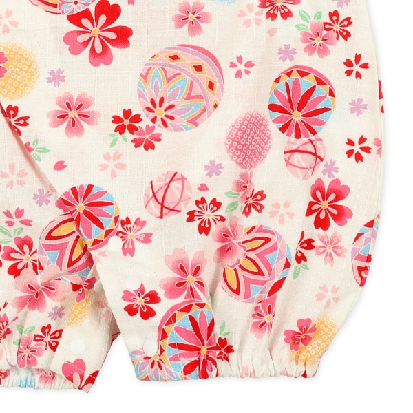 日本製生地 手毬柄甚平コンビドレス