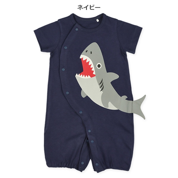 天竺サメしっぽはみ出し半袖コンビドレス