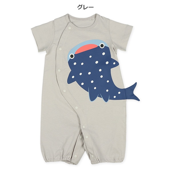 天竺サメしっぽはみ出し半袖コンビドレス