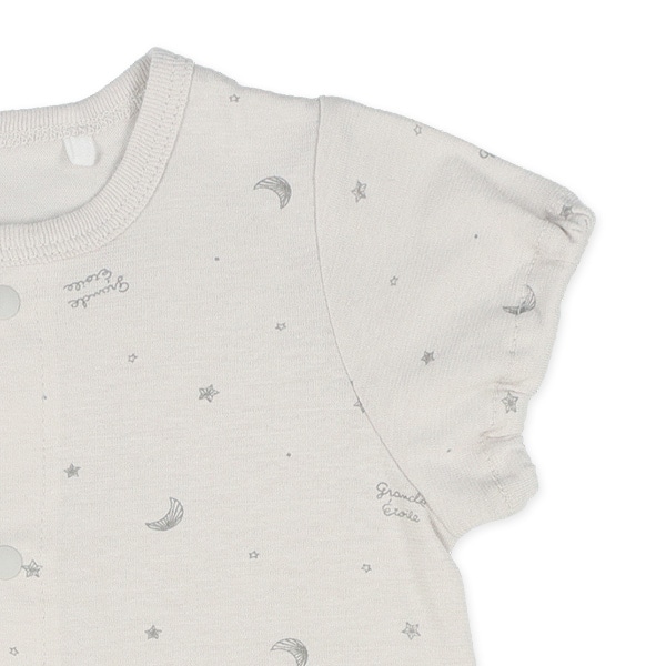 天竺モノトーン夜空半袖コンビドレス