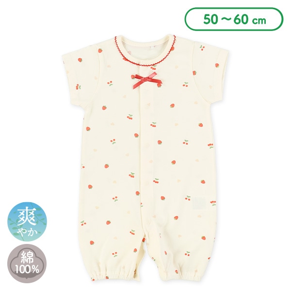 天竺フルーツハート半袖コンビドレス