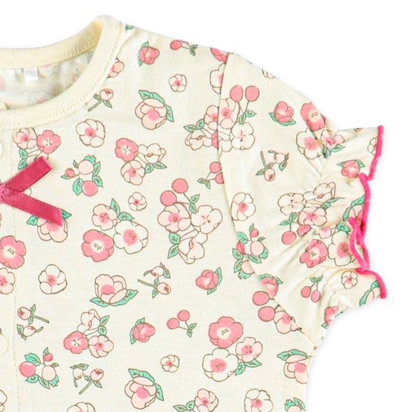 天竺花柄半袖コンビドレス