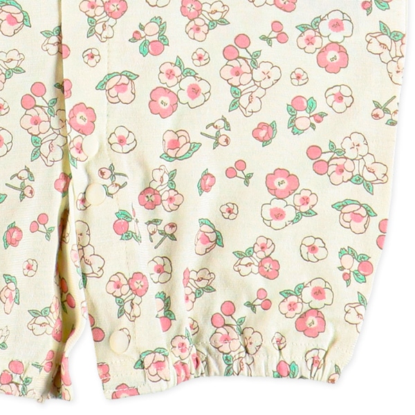 天竺花柄半袖コンビドレス