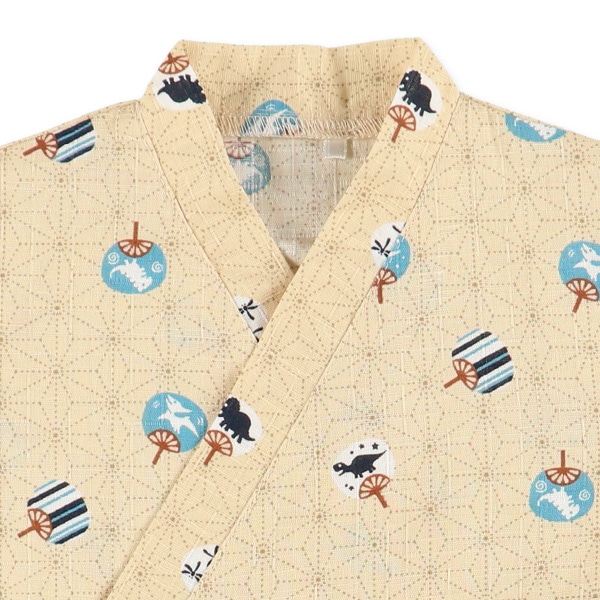 布帛うちわ柄甚平コンビドレス