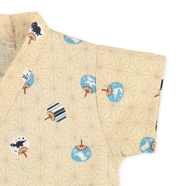 布帛うちわ柄甚平コンビドレス