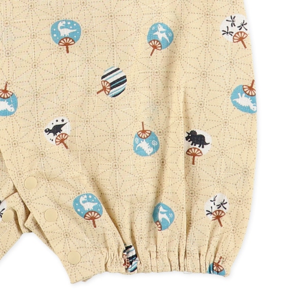 布帛うちわ柄甚平コンビドレス