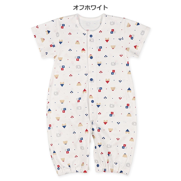 天竺トリコロールくま半袖コンビドレス