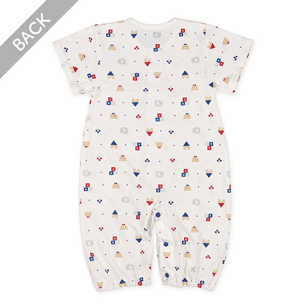 天竺トリコロールくま半袖コンビドレス