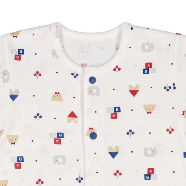 天竺トリコロールくま半袖コンビドレス