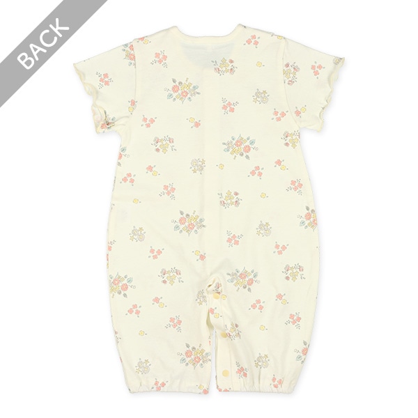 天竺レース襟付き花柄半袖コンビドレス