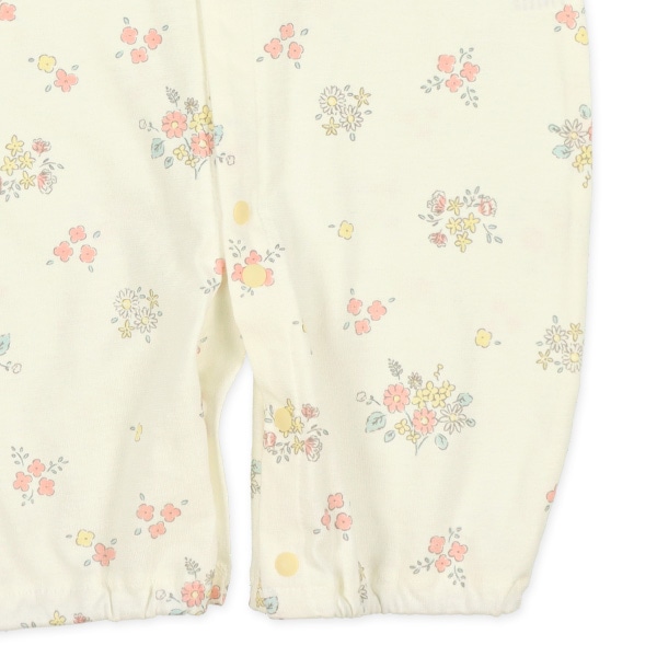 天竺レース襟付き花柄半袖コンビドレス