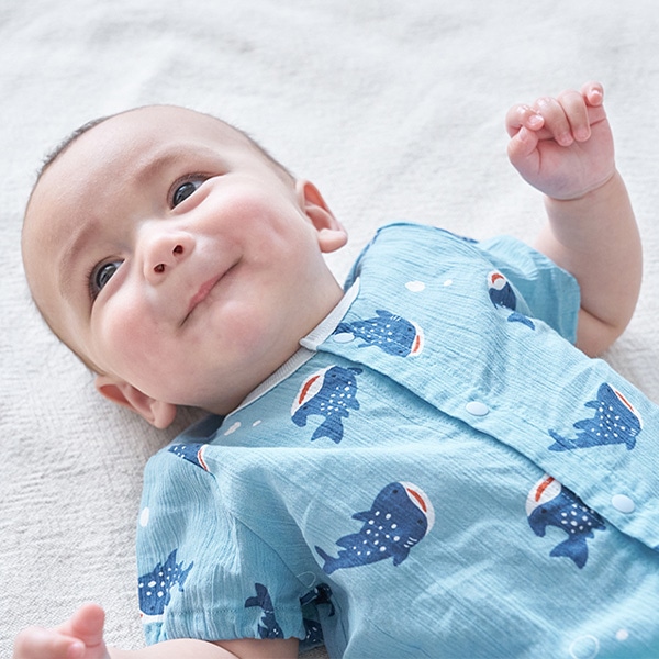 楊柳ジンベイザメ半袖コンビドレス