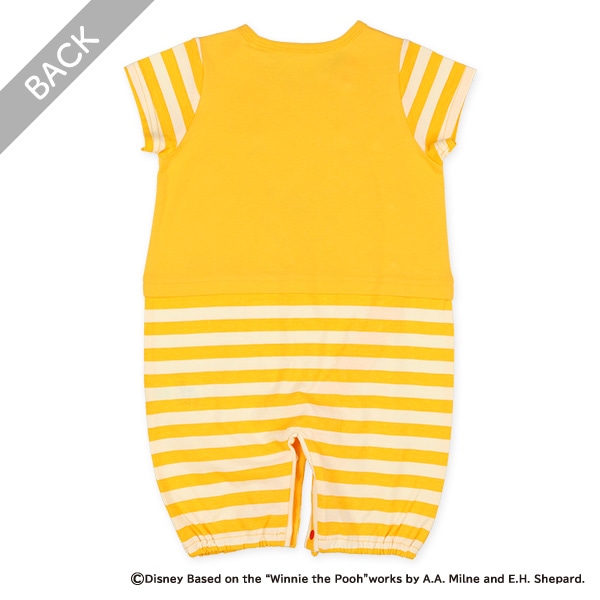 天竺切り替えボーダー半袖コンビドレス（くまのプーさん）