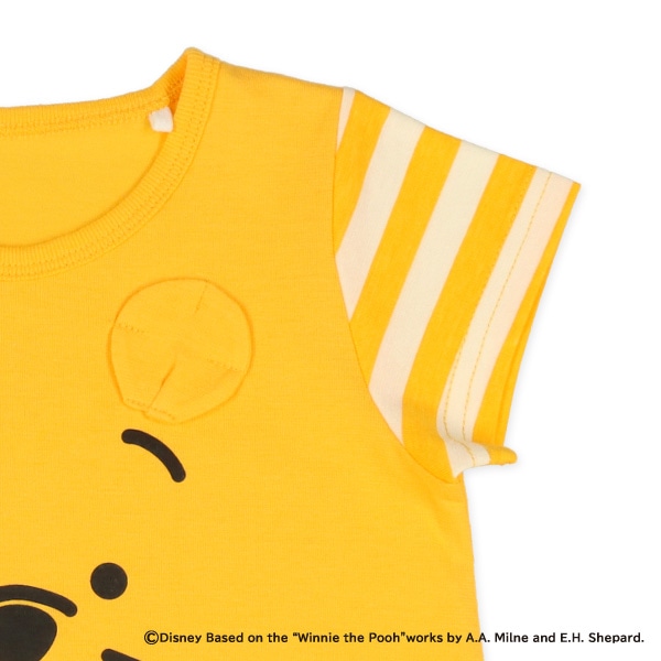 天竺切り替えボーダー半袖コンビドレス（くまのプーさん）