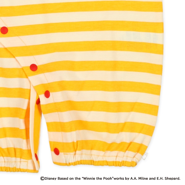 天竺切り替えボーダー半袖コンビドレス（くまのプーさん）