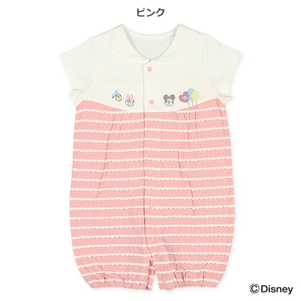 天竺切り替えボーダー半袖コンビドレス（ミニーマウス）