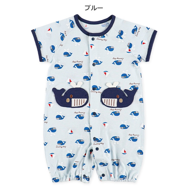 天竺くじらポケット半袖コンビドレス