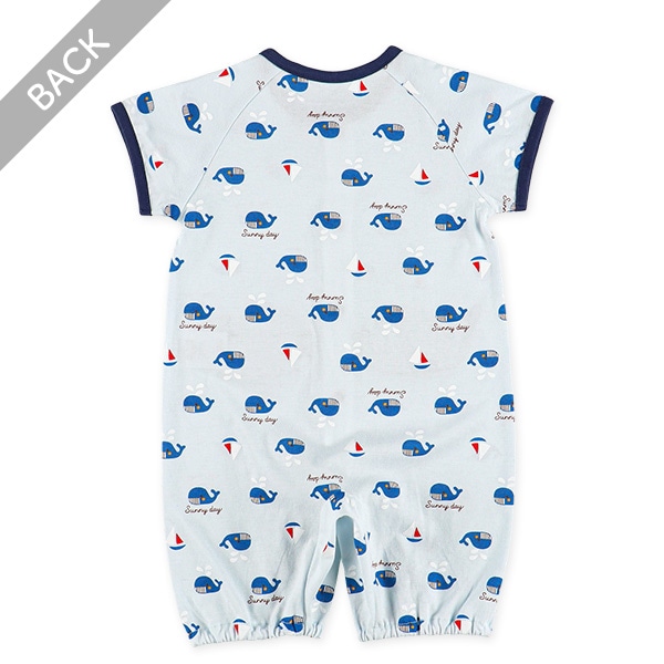 天竺くじらポケット半袖コンビドレス