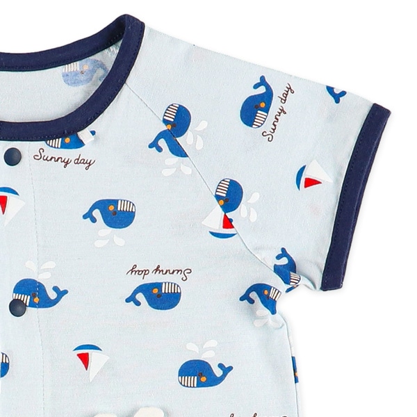 天竺くじらポケット半袖コンビドレス