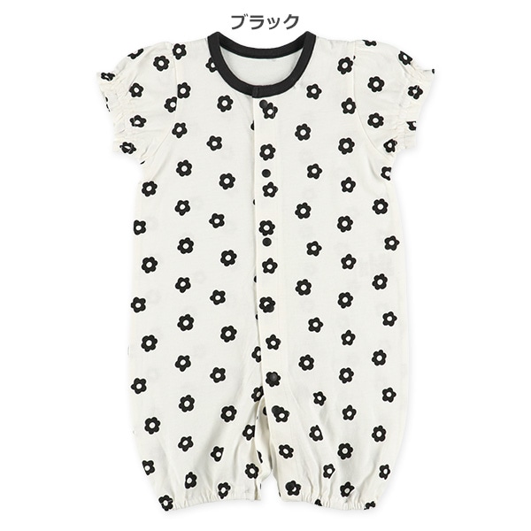 天竺モノトーンデイジー半袖コンビドレス