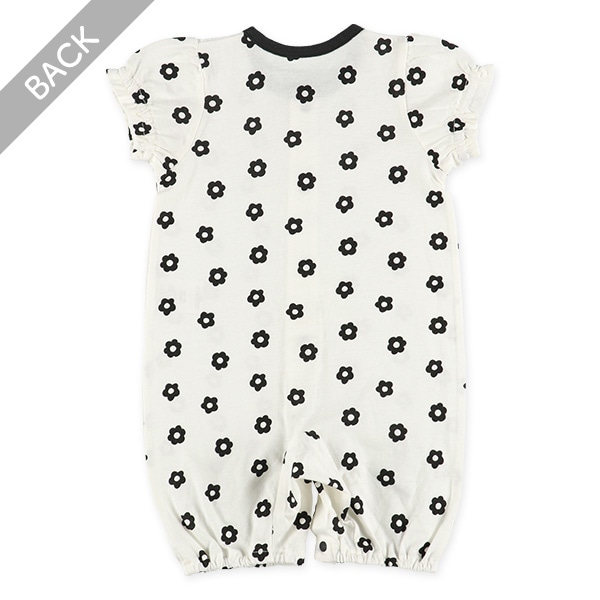 天竺モノトーンデイジー半袖コンビドレス