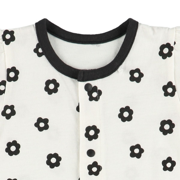 天竺モノトーンデイジー半袖コンビドレス