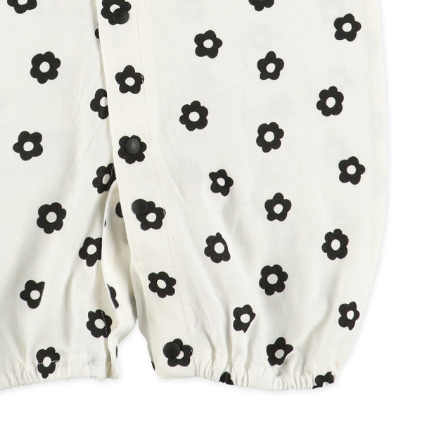 天竺モノトーンデイジー半袖コンビドレス