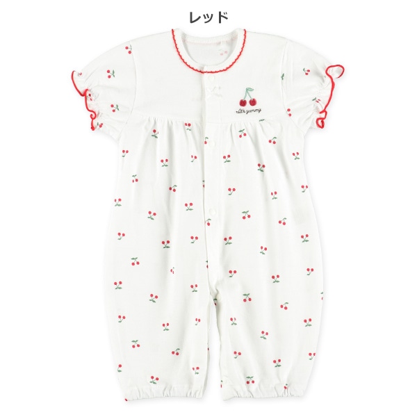 天竺チェリー刺繍半袖コンビドレス