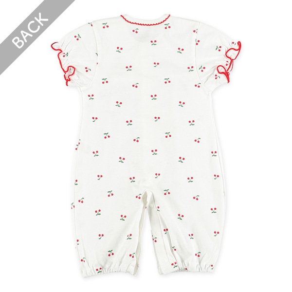 天竺チェリー刺繍半袖コンビドレス