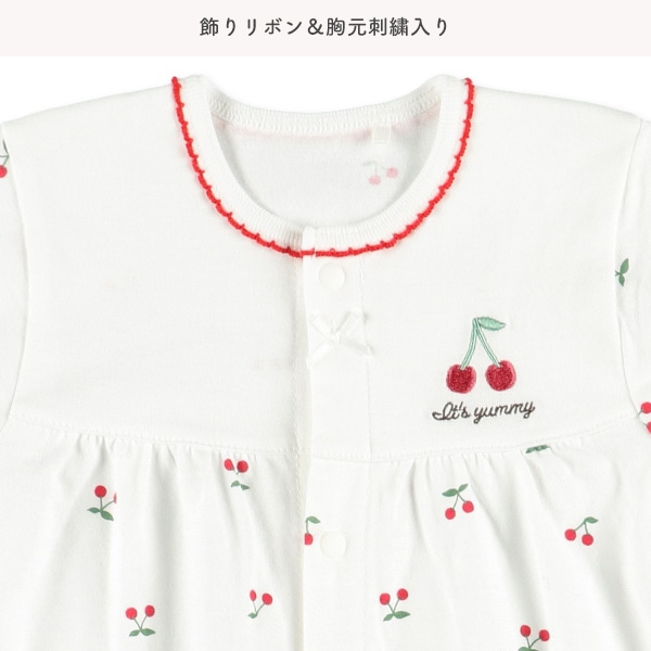 天竺チェリー刺繍半袖コンビドレス