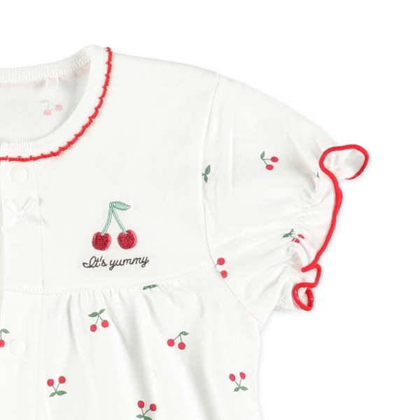 天竺チェリー刺繍半袖コンビドレス