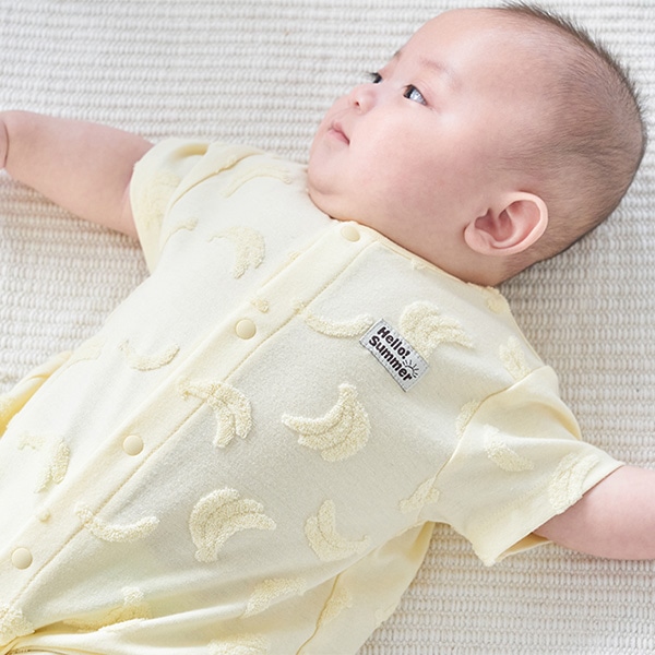 パイルジャガードバナナ半袖コンビドレス