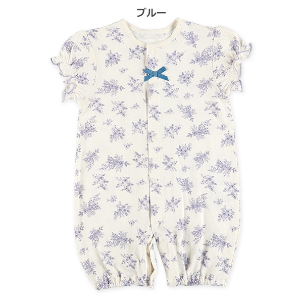 天竺花柄半袖コンビドレス