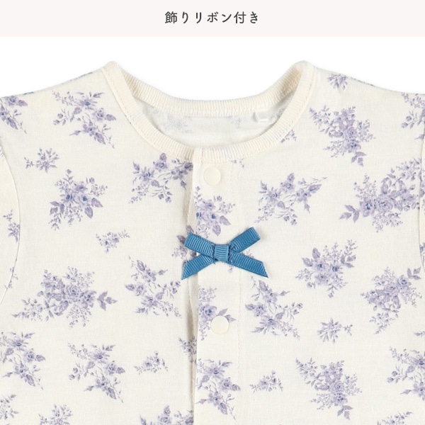 天竺花柄半袖コンビドレス