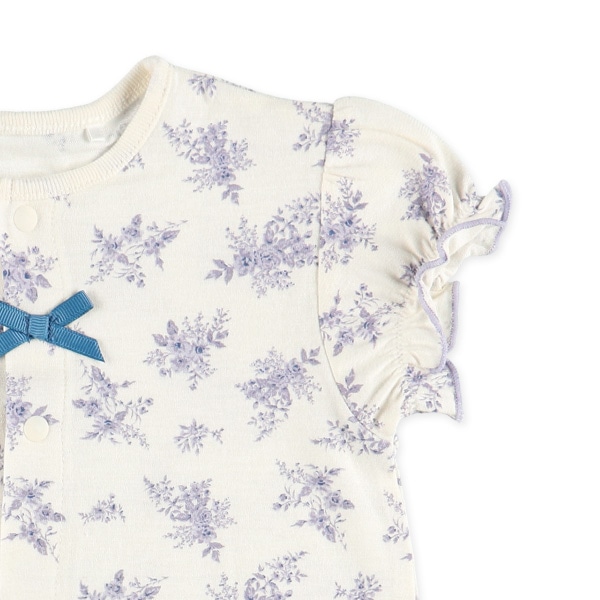 天竺花柄半袖コンビドレス