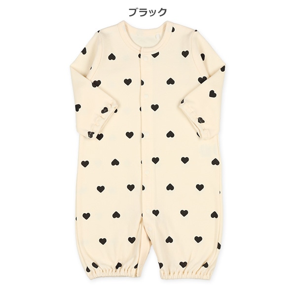 スムースハート総柄長袖コンビドレス