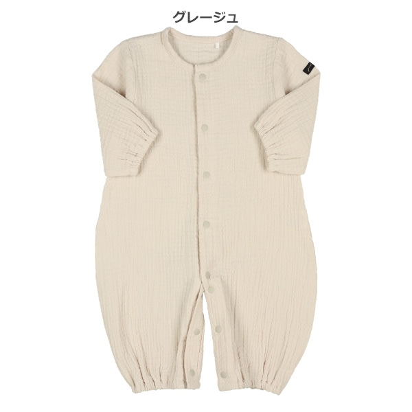 ガーゼシンプルチケット長袖コンビドレス