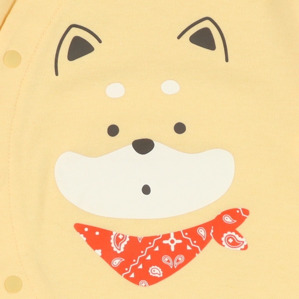 スムース柴犬ワンポイント長袖コンビドレス