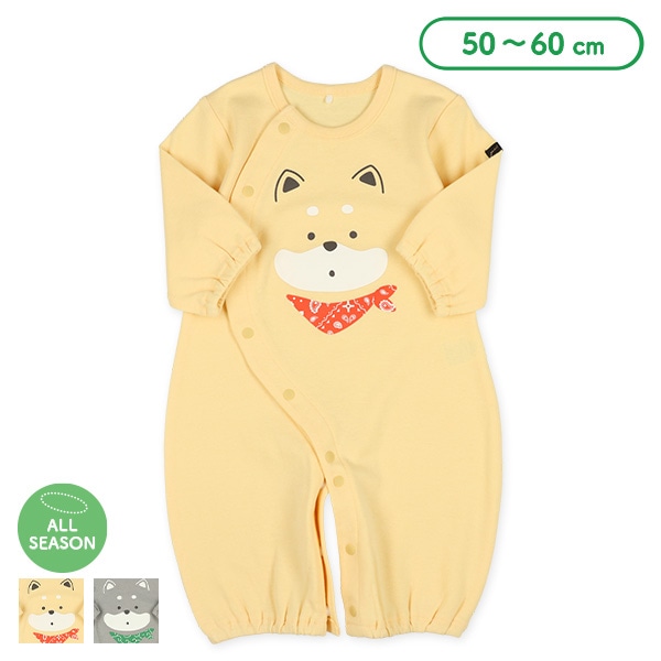 スムース柴犬ワンポイント長袖コンビドレス