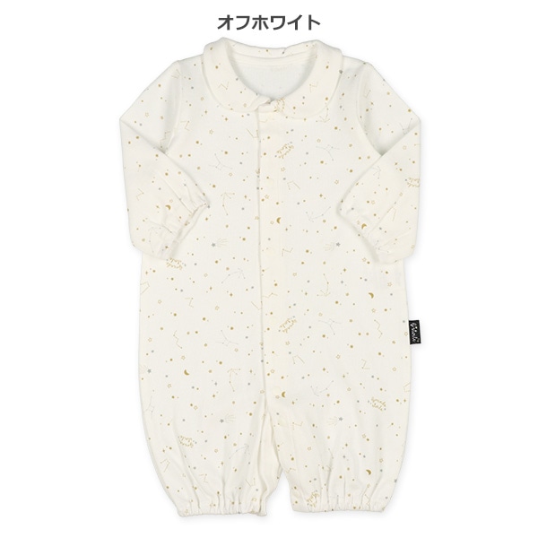 スムース襟付き星座プリント長袖コンビドレス