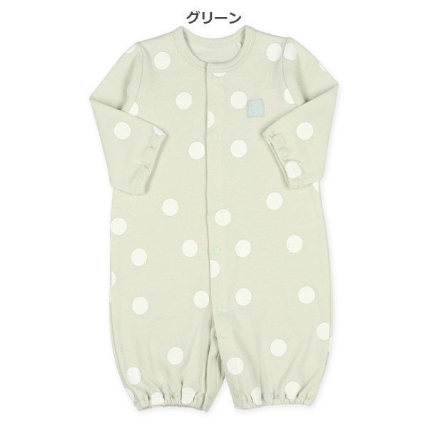 スムース水玉ドット長袖コンビドレス