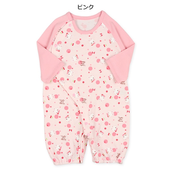スムースうさぎとチェリーラグラン長袖コンビドレス