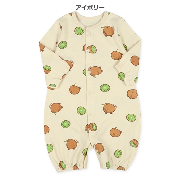 スムースキウイ総柄長袖コンビドレス