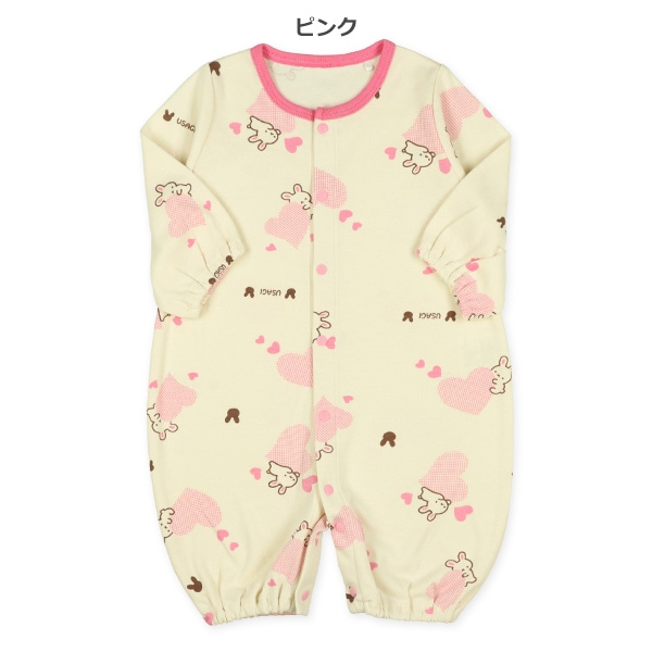 スムースうさぎハート長袖コンビドレス