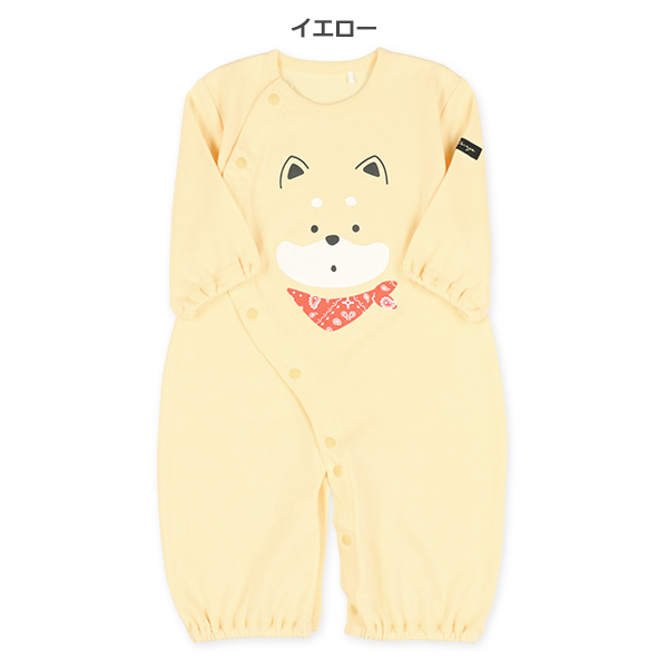 スムース柴犬ワンポイント長袖コンビドレス