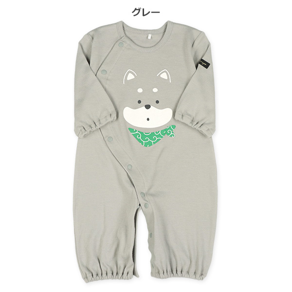 スムース柴犬ワンポイント長袖コンビドレス