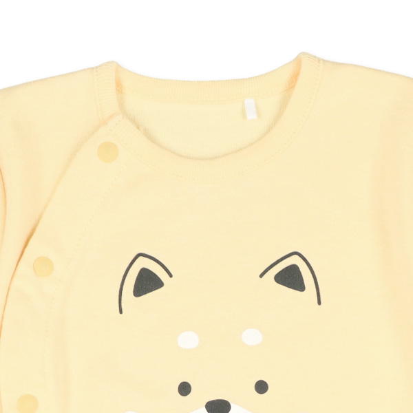 スムース柴犬ワンポイント長袖コンビドレス